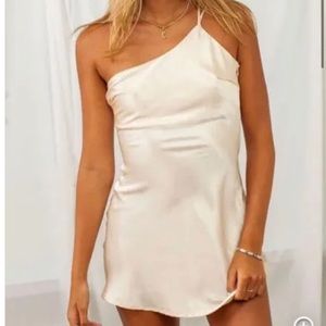 Gold one shoulder slip dress - Isabelle’s Cabinet